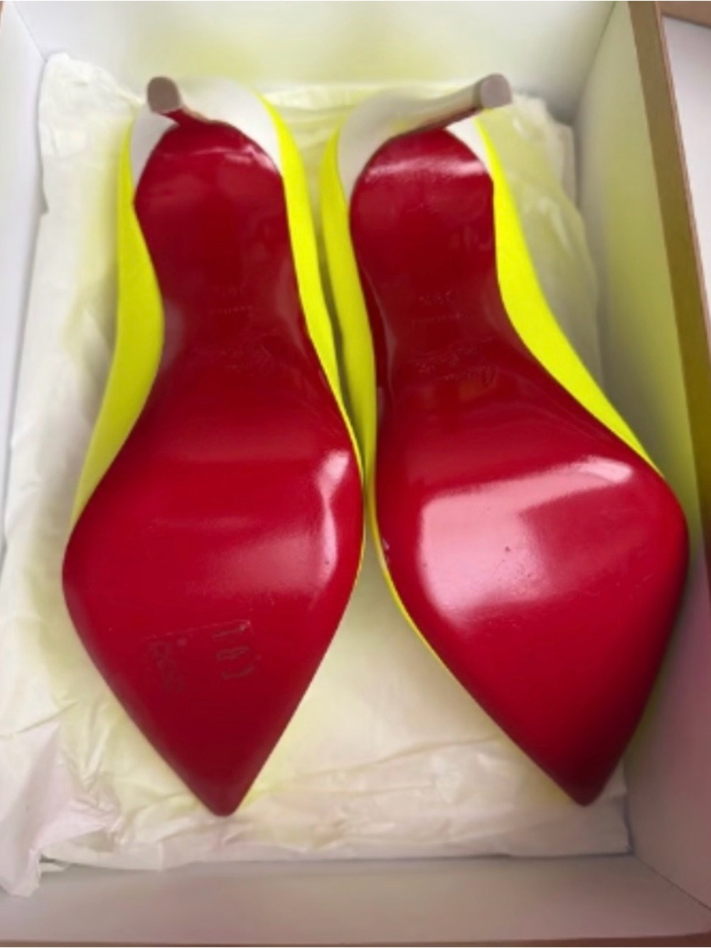 Christian Louboutin Neon Yellow Pointed Toe Stilettos - Picture 5 of 12